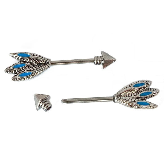 PAIR Tribal Arrow Nipple Barbells Rings Shields
