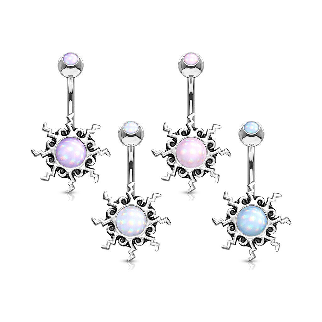 1pc Tribal Sun Illuminating Stone Surgical Steel Belly Ring Pierced Navel Naval