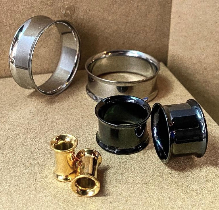 PAIR Solid Implant Grade Titanium Double Flare Tunnels Plugs Gauges Body Jewelry