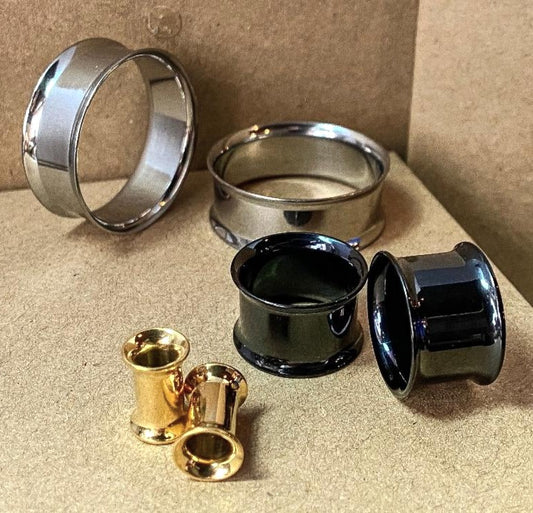 PAIR Solid Implant Grade Titanium Double Flare Tunnels Plugs Gauges Body Jewelry