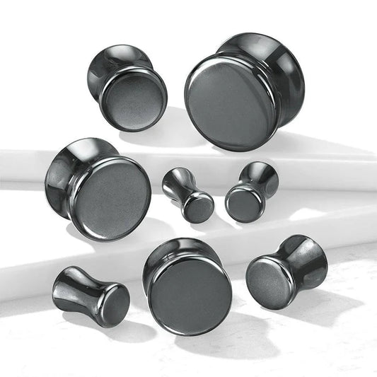 PAIR Hematite Stone Plugs Hemitite Organic Gauges Earlets Tunnels Body Jewelry