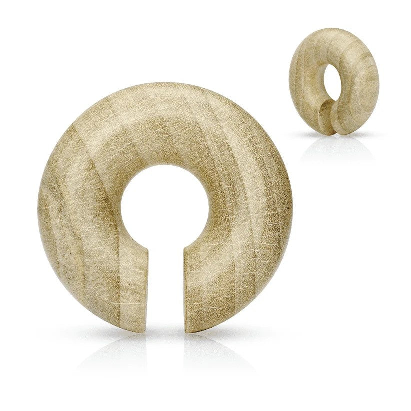 PAIR Crocodile Wood Hoops Hanger Plug Gauge Tunnel Spiral Taper Organic