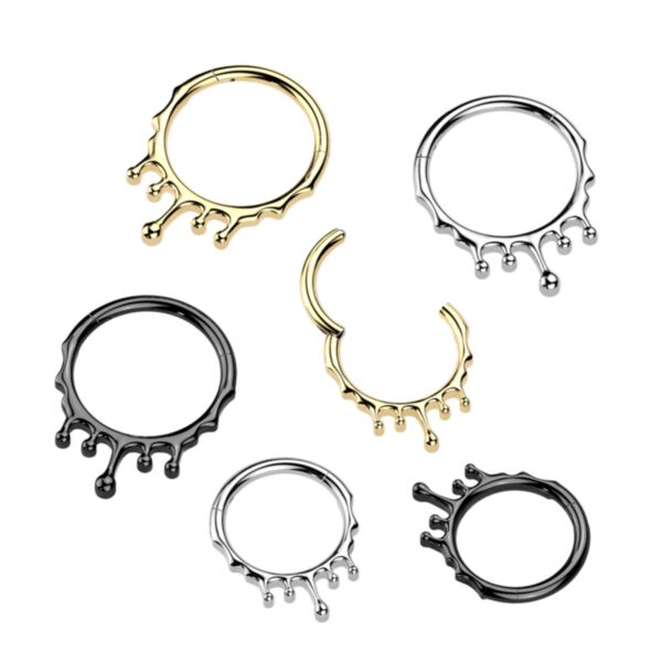 1pc Dripping Hinged Segment Ring Septum Clicker TITANIUM 6AL-4V-ELI ASTM F-136