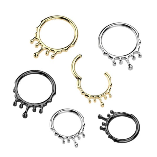 1pc Dripping Hinged Segment Ring Septum Clicker TITANIUM 6AL-4V-ELI ASTM F-136