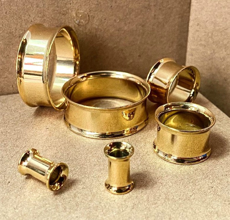 PAIR Solid Implant Grade Titanium Double Flare Tunnels Plugs Gauges Body Jewelry