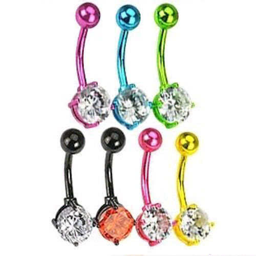 1pc Neon Titanium Anodized Solitaire Belly Ring Navel Naval