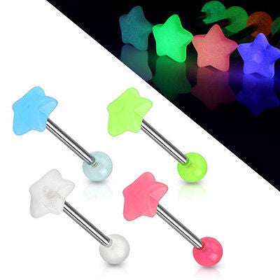 4pcs Glow in the Dark Star Tongue Rings