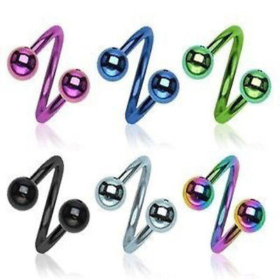 6pcs Titanium Spiral Belly Rings Navel naval 16g