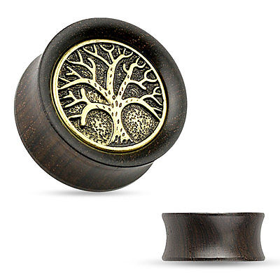 PAIR Ebony Wood w/Tree of Life Top Saddle Plugs