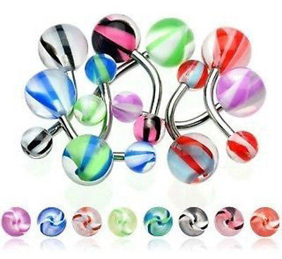 21pcs Clear Marble UV Acrylic Belly Rings 14g Navel Naval