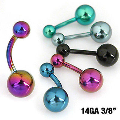 6pcs Titanium Anodized Belly Rings Navel Naval