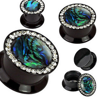 PAIR Abalone Gem Rim Screw Fit Plugs