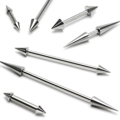 1pc Steel Spike Barbell Nipple / Eyebrow / Industrial Barbell Ring