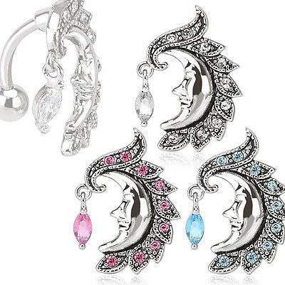3pcs Crescent Moon Reverse Belly Rings