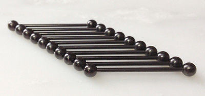 10pk Black Plated 316L Steel Industrial Barbells