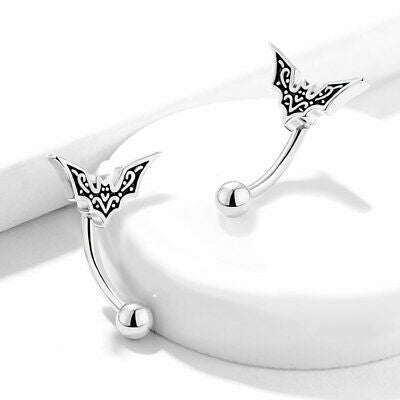 Bat Top Design Eyebrow Ring 16g Curved Barbell Surgical Steel Body Jewelry