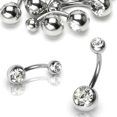 10pcs Clear Double Gem Belly Rings 14g Navel Naval