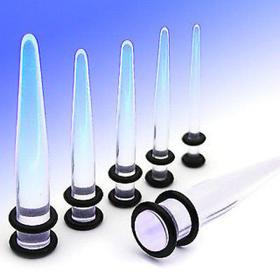 12pc Clear Acrylic Tapers Set 00g,0g,2g,4g,6g,8g