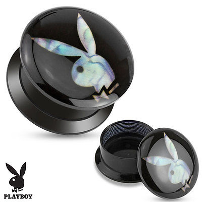 PAIR Officially Licensed Playboy Bunny Mother Of Pearl Inlay Screw Fit Stash Plugs