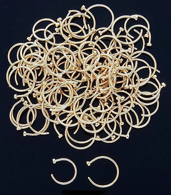 10pcs Gold Plated Nose Hoops 16g, 18g, 20g or 22g