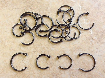 10pcs 316L Surgical Steel Nose Hoops Black Plated