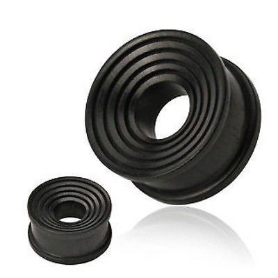 PAIR Ebony Wood Concave Grooves Tunnels