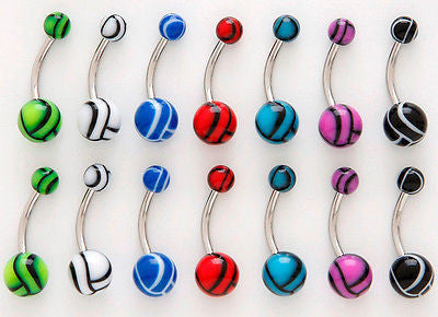 23pcs Volleyball UV Acrylic Belly Rings 14g Navel Naval