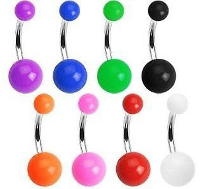 25pcs Solid Color UV Acrylic Belly Rings 14g Navel Naval