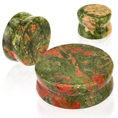 PAIR Unakite Saddle Fit Stone Plugs