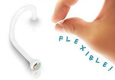 10pcs Bioflex Clear Gem Nose Screws 20g rings