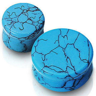 PAIR Turquoise Semi-Precious Organic Stone Plugs