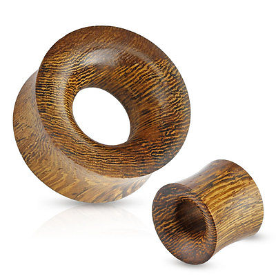 PAIR Concave Organic Snake Wood Double Flare Tunnels