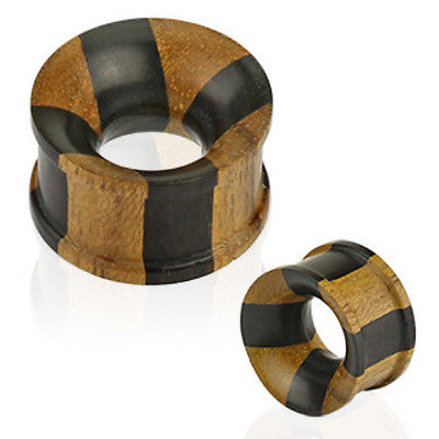 PAIR Jati & Black Areng Wood Concave Tunnels