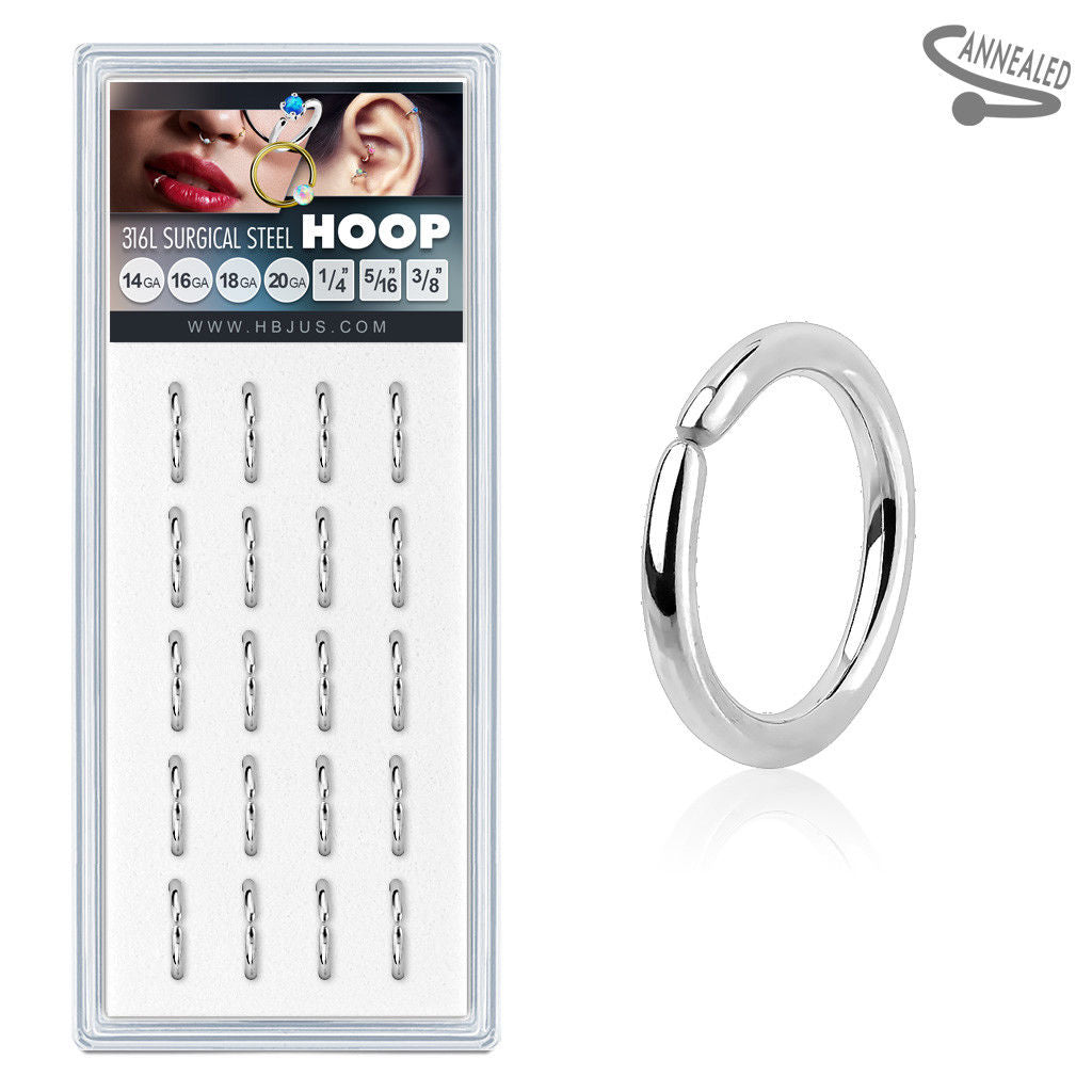 20ct Bendable Hoop Rings Nose, Ear, Septum, Tragus Piercings Wholesale Display