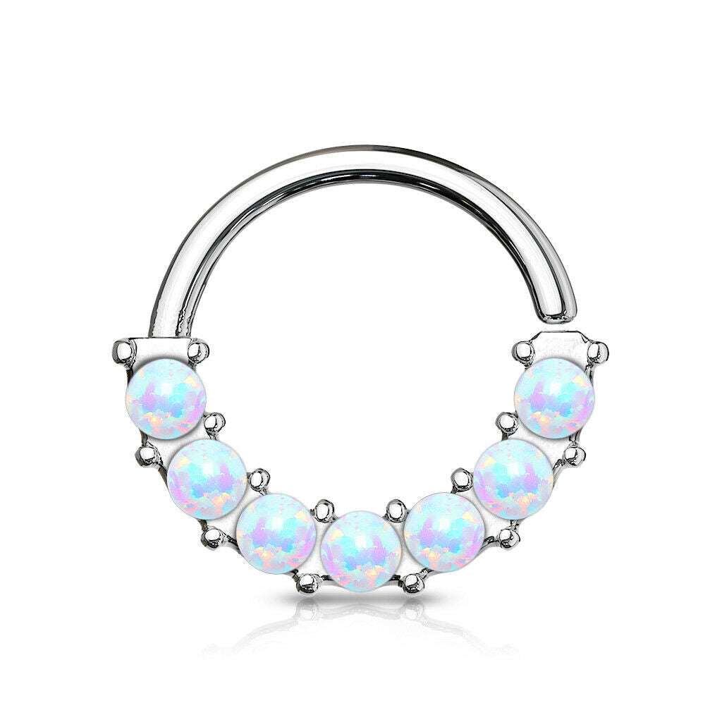 1pc Bendable 7 Opals Front Facing Hoop Septum Ring Cartilage Daith Helix Tragus