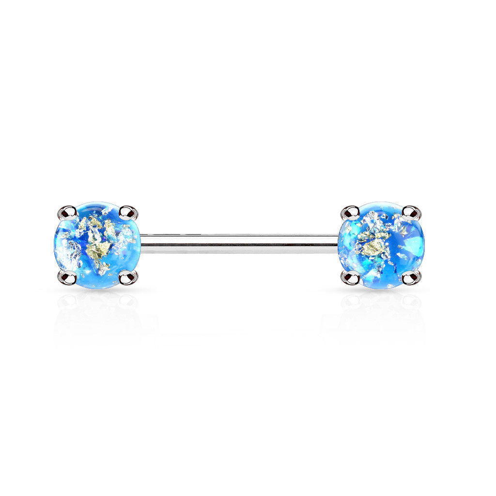 PAIR Lava Glitter Nipple Rings Shields 316L Surgical Steel Barbells Body Jewelry