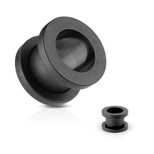 PAIR Screw Fit Tunnels Black Matte Ion Plated Ear Plugs Earlets Gauges