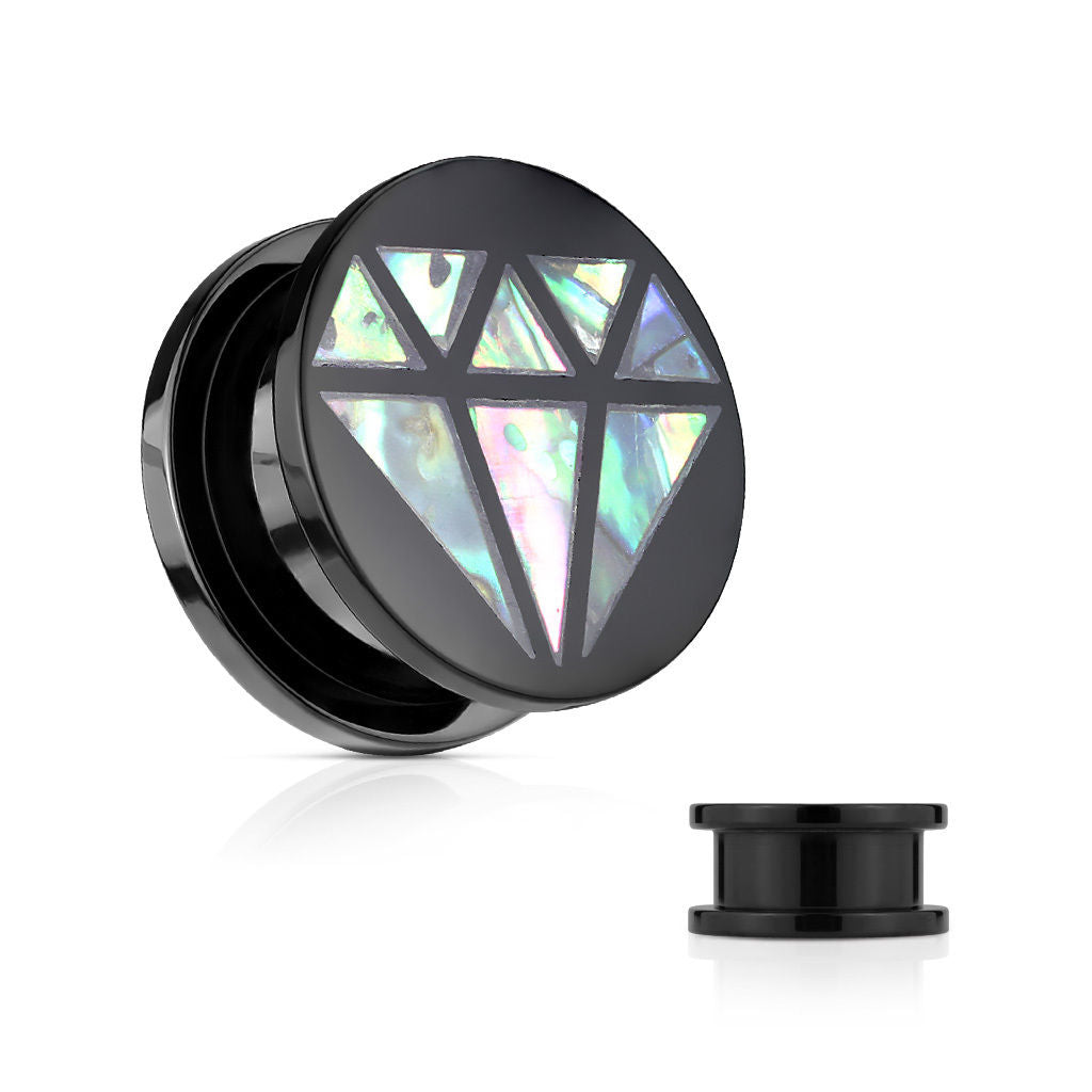 PAIR Diamond-Shaped Abalone Inlay Screw Fit Plugs