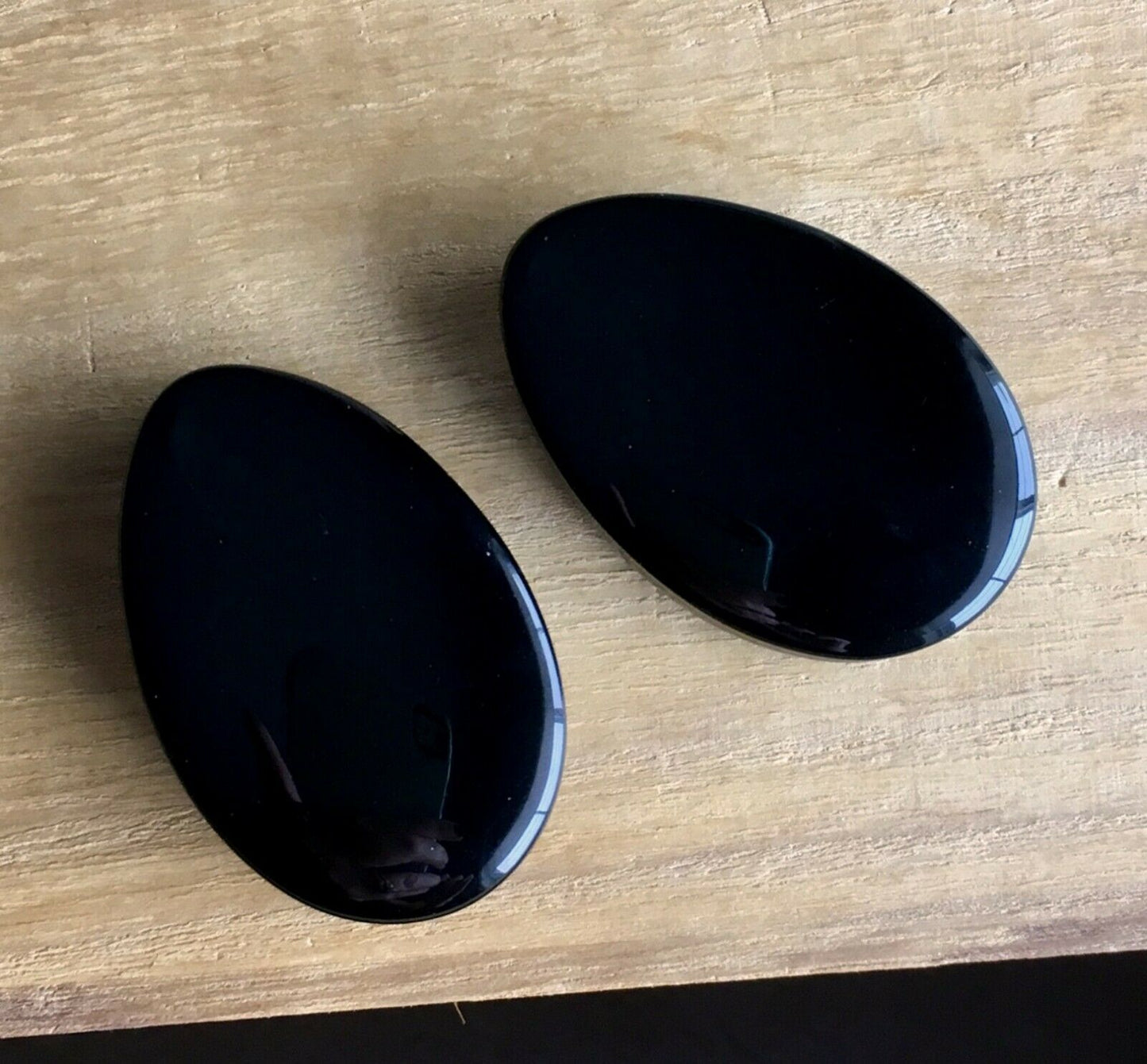 PAIR Teardrop Black Onyx Stone Plugs Tear Drop Ear Piercing Earlets Gauges