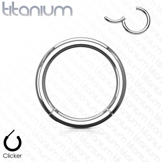 1pc Hinged Segment Ring Septum Clicker 14g or 16g, Solid Grade 23 Titanium