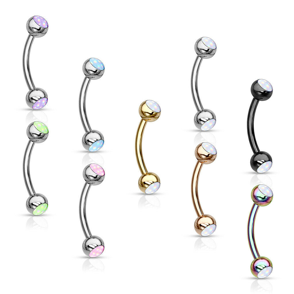 1pc Illuminating Stone 16g Curved Barbell 16 Gauge Surgical Steel Eyebrow Ring