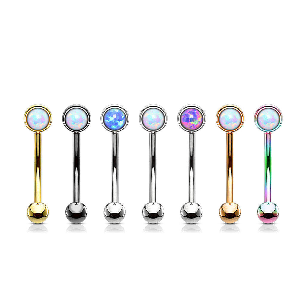 1pc Flat Setting 3mm Opal 16g Curved Barbell Rook Piercing 16 Gauge Eyebrow Ring