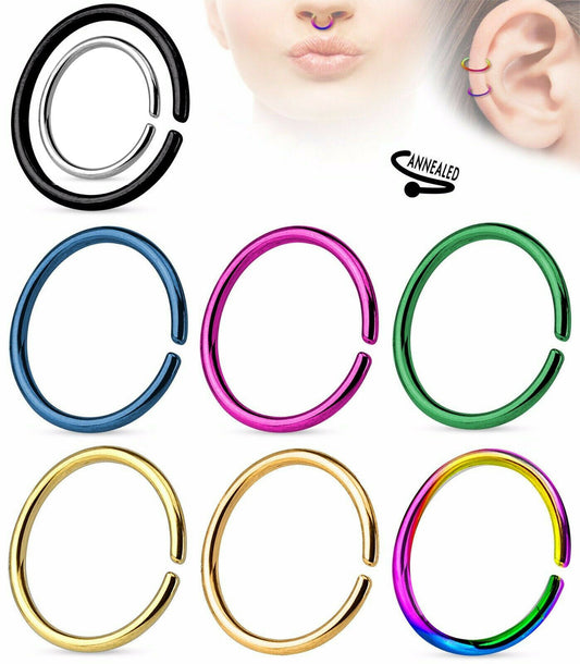 10pk Ear Cartilage Septum Nose Hoop Rings Rook Daith Helix Tragus Body Jewelry