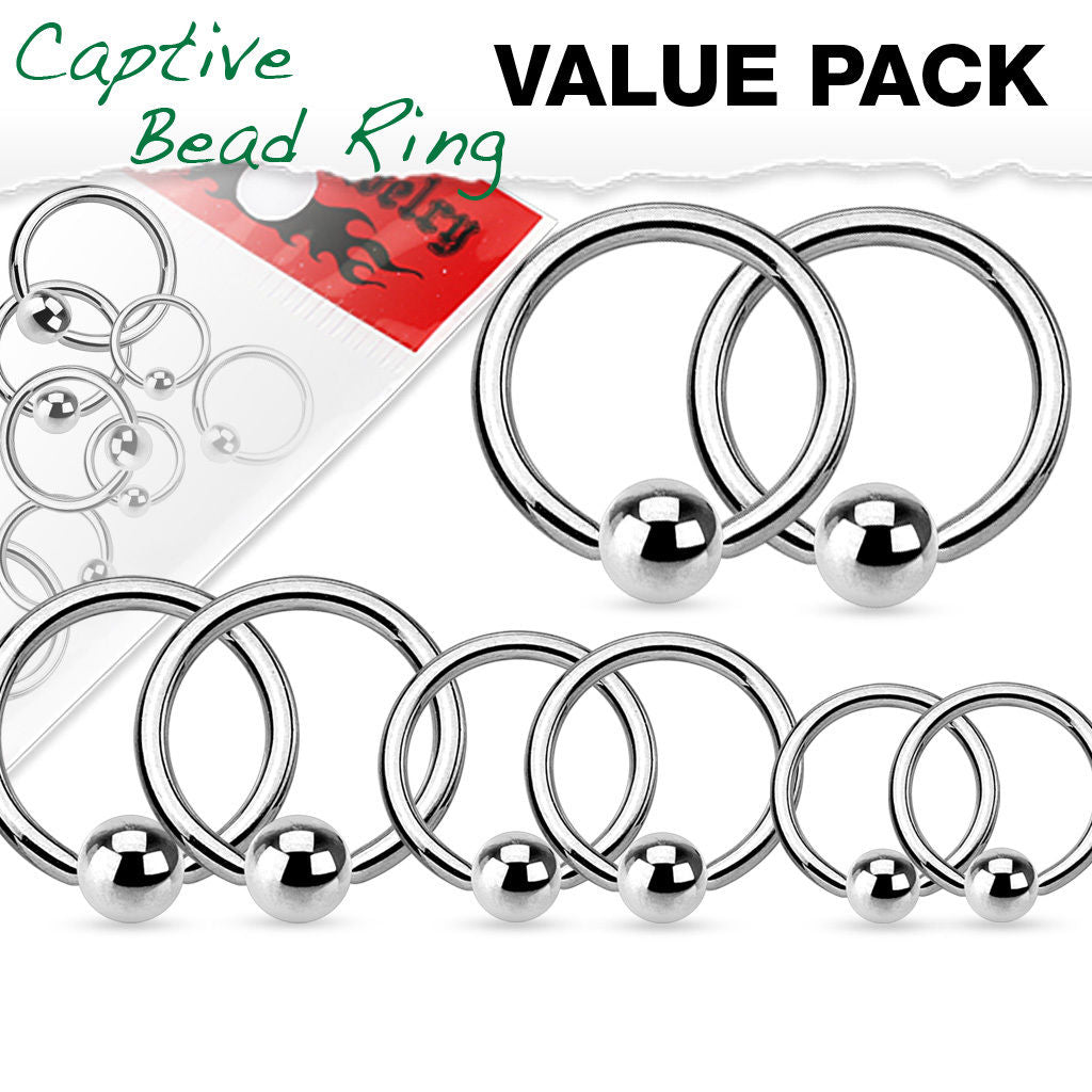 4 PAIR Value Pack Steel Captive Bead Rings