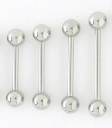 PAIR Nipple Barbells Tongue Rings 14g 316L Surgical Steel - choose your length