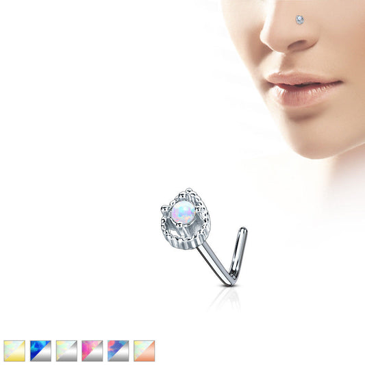 1pc Tear Drop w/ Opal Center 20g L-Bend Nose Ring