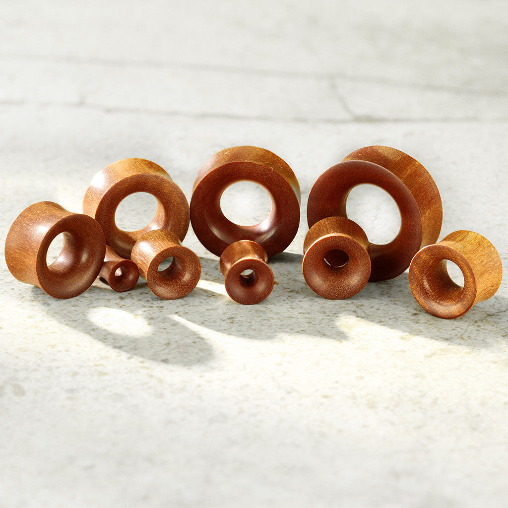 PAIR Concave Organic Red Saba Wood Double Flare Tunnels