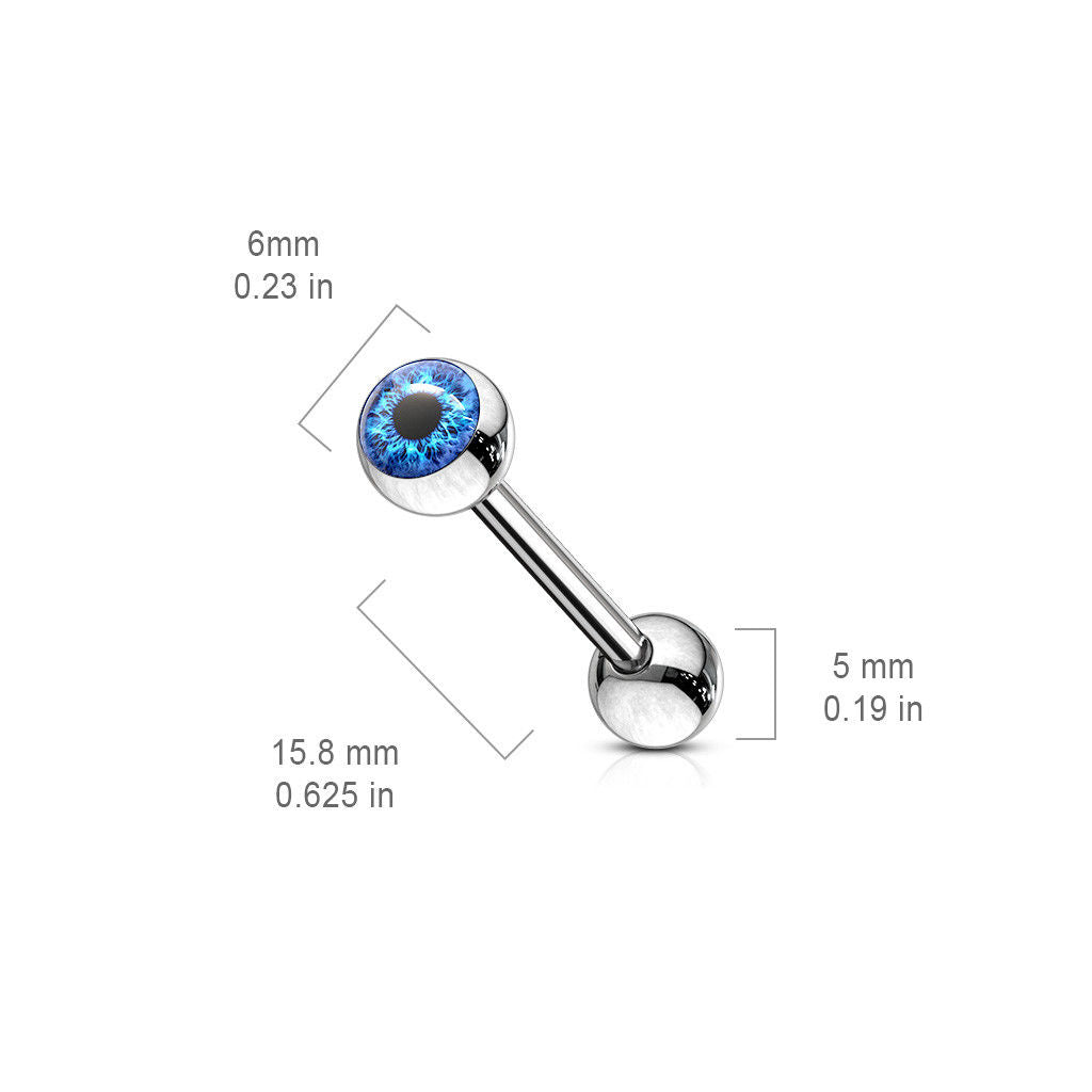 1pc Eyeball 316L Surgical Steel Barbell Tongue Ring
