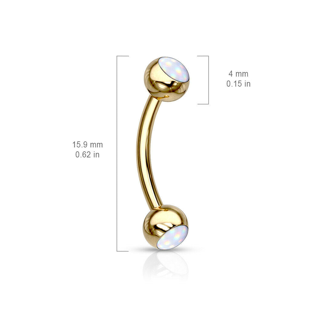 1pc Illuminating Stone 16g Curved Barbell 16 Gauge Surgical Steel Eyebrow Ring