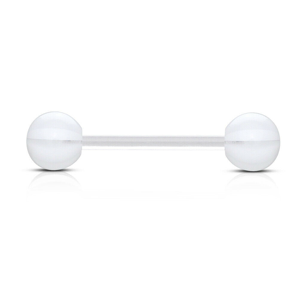 PAIR Flexible Barbell Nipple or Tongue Rings PTFE Candy Striped NO METAL